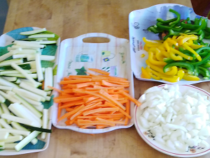 Crevettes aux légumes