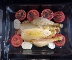 Poulet au four ,tomates