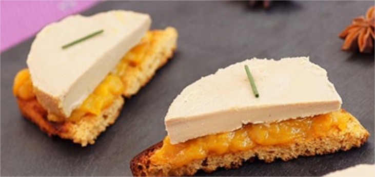 Bouchées de foie gras, mangue et pain d’épices