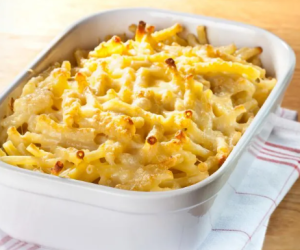 Gratin pâtes/riz/saucisses